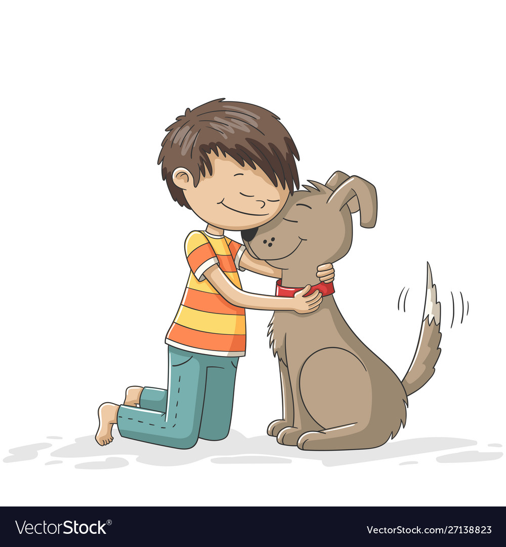 Boy And Dog Royalty Free Vector Image - Vectorstock