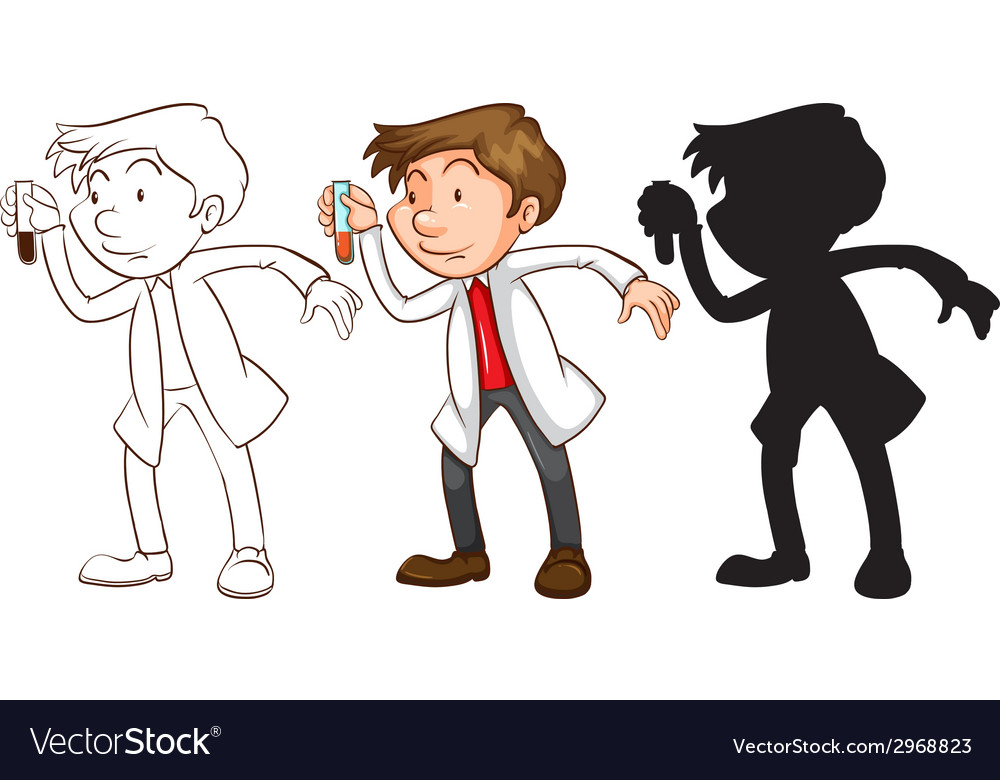 Different sketches of a chemist