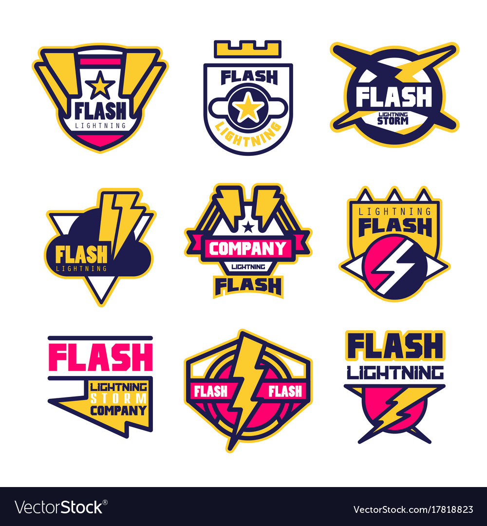 Flash lightning company logo design template