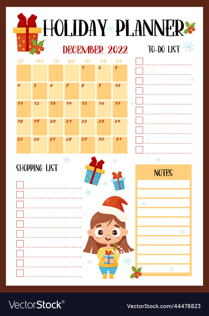 Holiday girly planner christmas organizer month