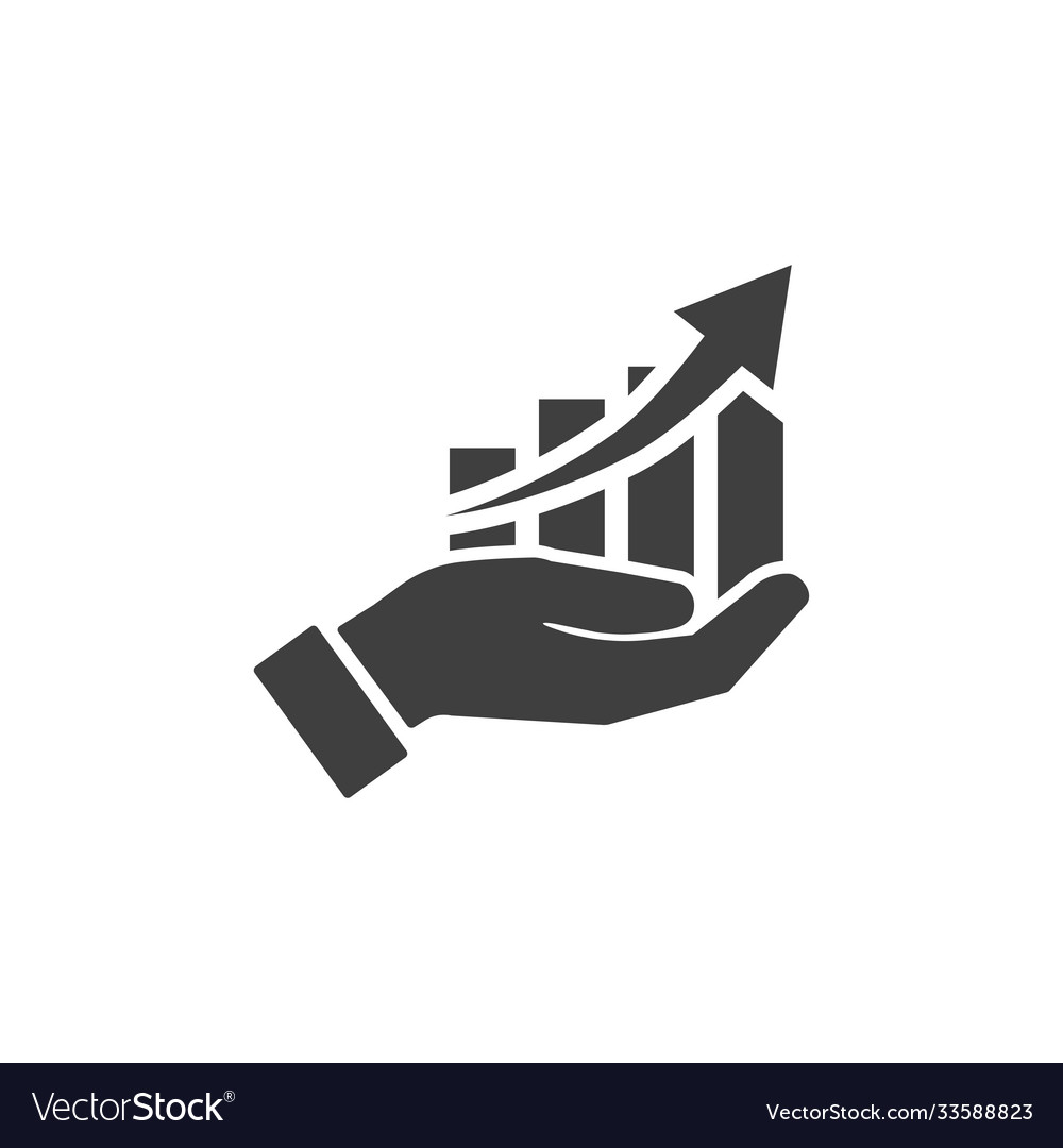Icon hand with profit chart on white background vector image Icon hand with profit chart on white background