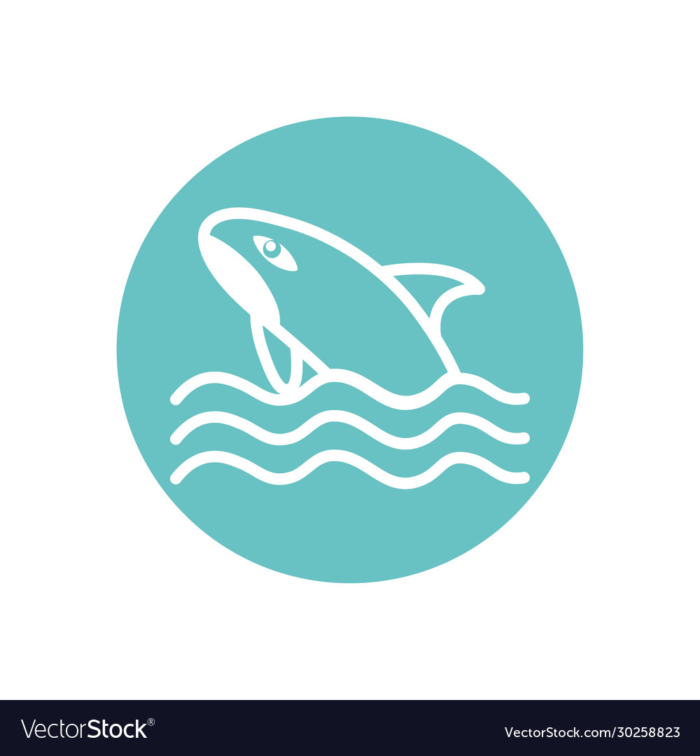 Isolated whale line block style icon design