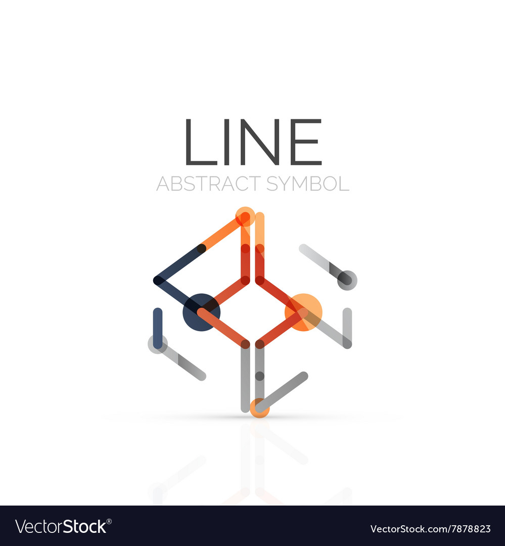 Linear abstract logo connected multicolored