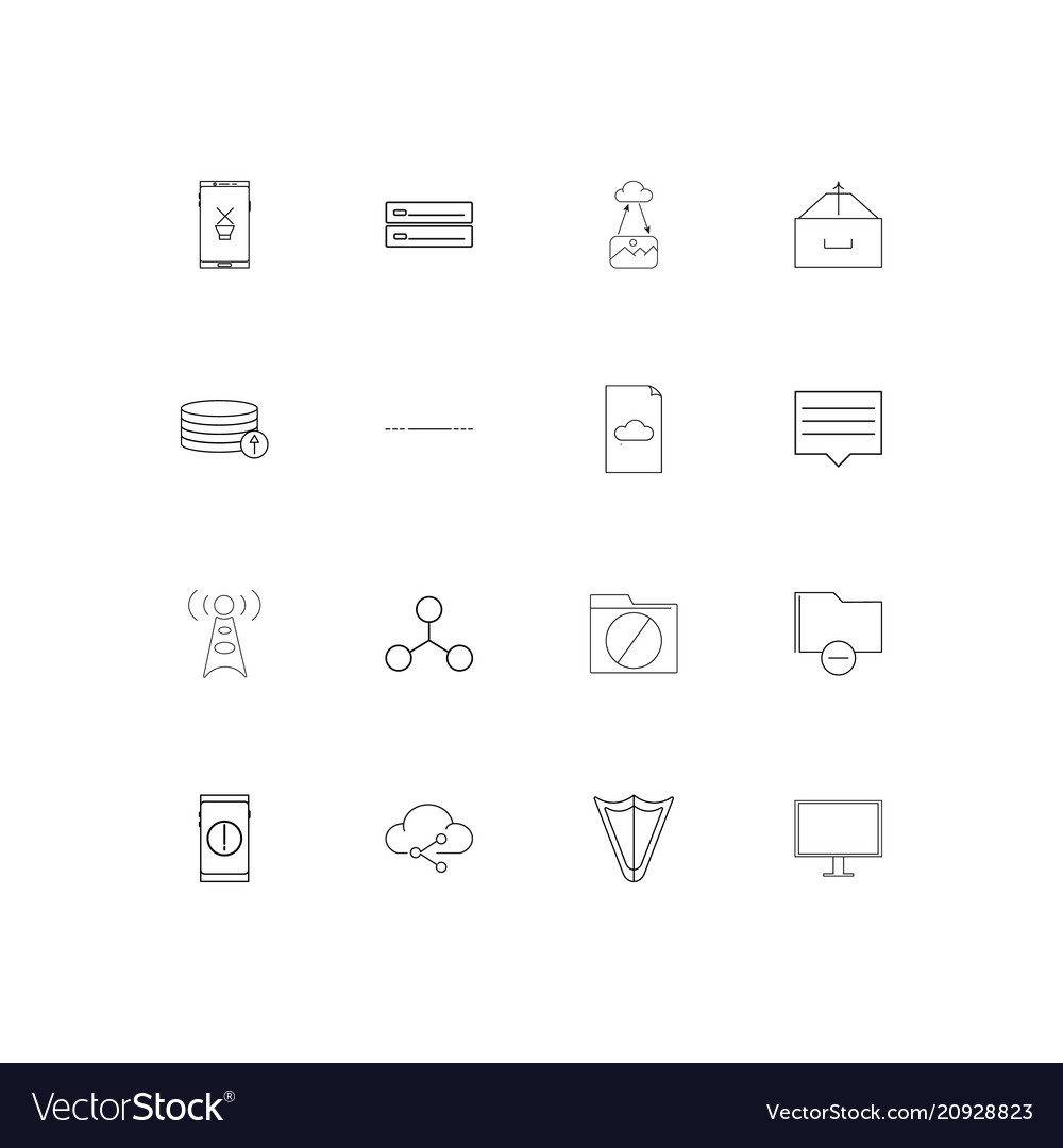 Netzwerk und Datenbank lineare dünne Symbole Set vector image Netzwerk und Datenbank lineare dünne Symbole Set