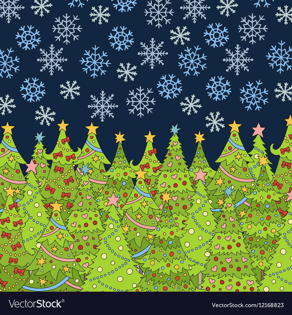 Pattern with christmas tree and snowflake
