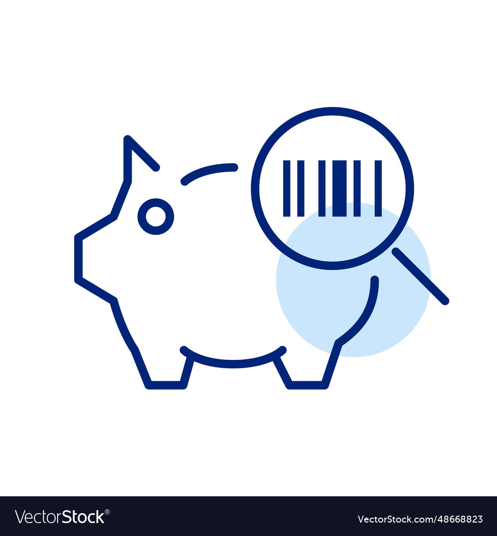 Piggy bank with bar code scanner internet vector image Piggy bank with bar code scanner internet