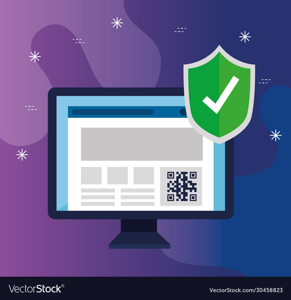 Qr code inside computer and shield design