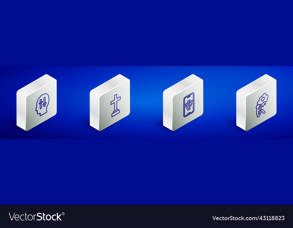 Set isometric line solution to the problem graves Vector Image Set isometric line solution to the problem graves