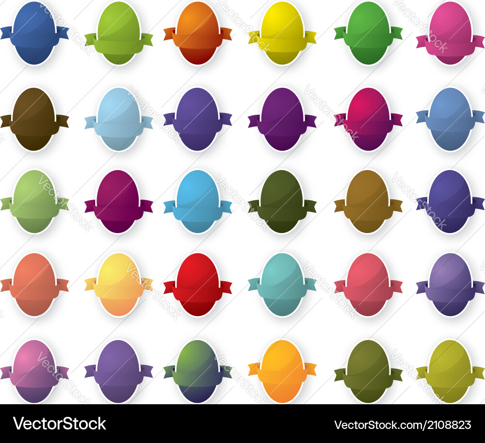 Set of easter eggs with ribbon Royalty Free Vector Image