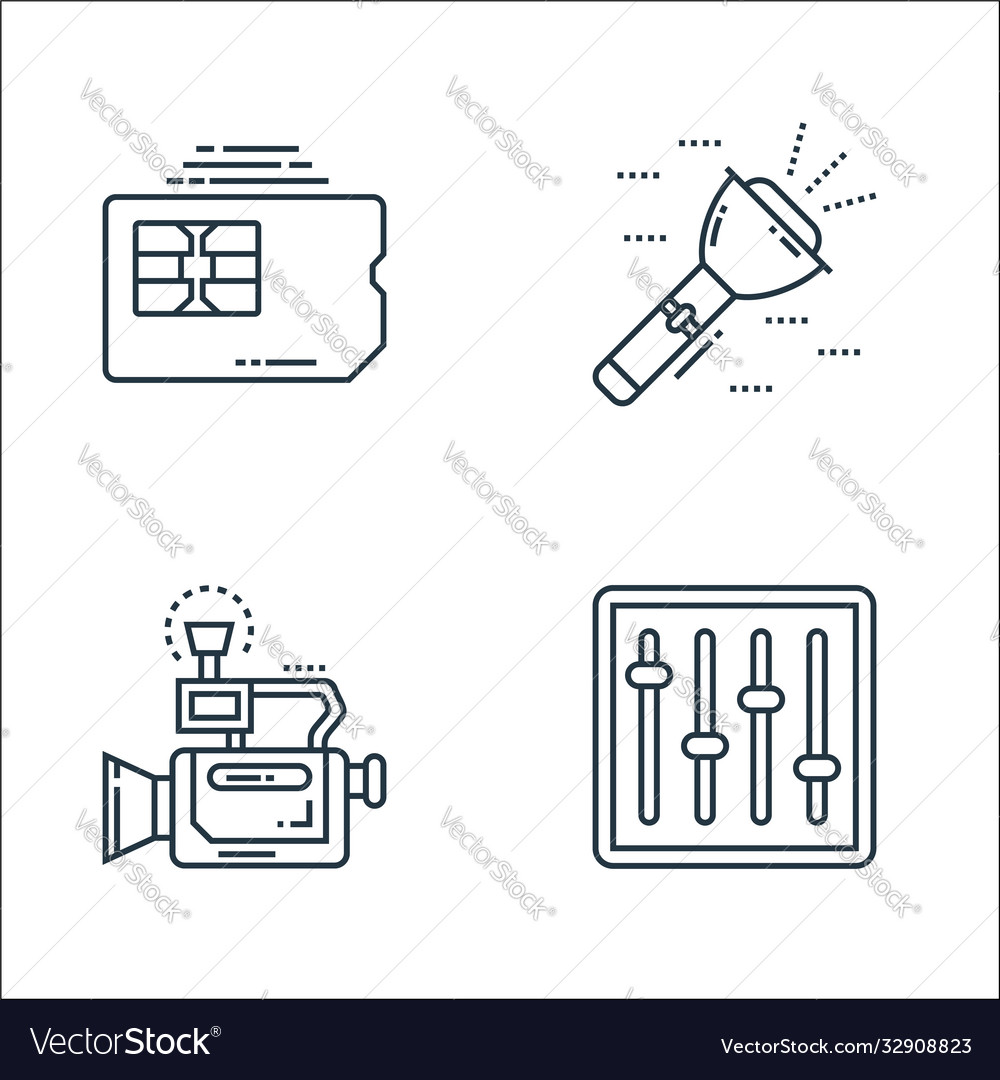 Technology devices line icons linear set quality