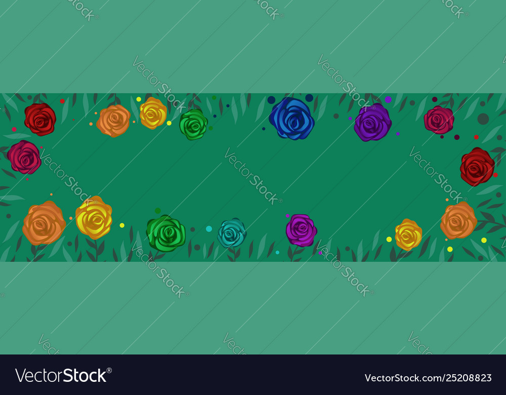 Template for web banner with multicolored roses vector image Template for web banner with multicolored roses