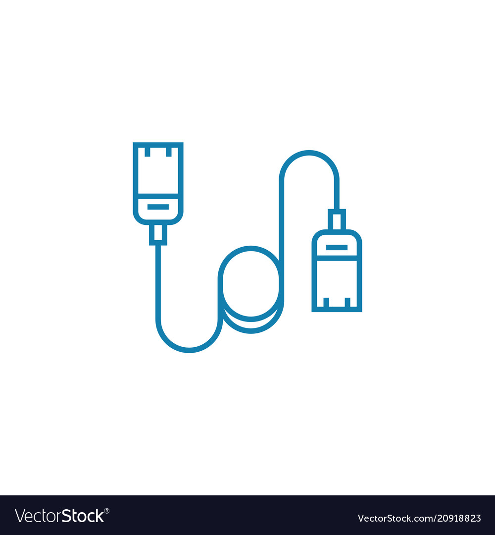 Usb cord linear icon concept line vector image Usb cord linear icon concept line