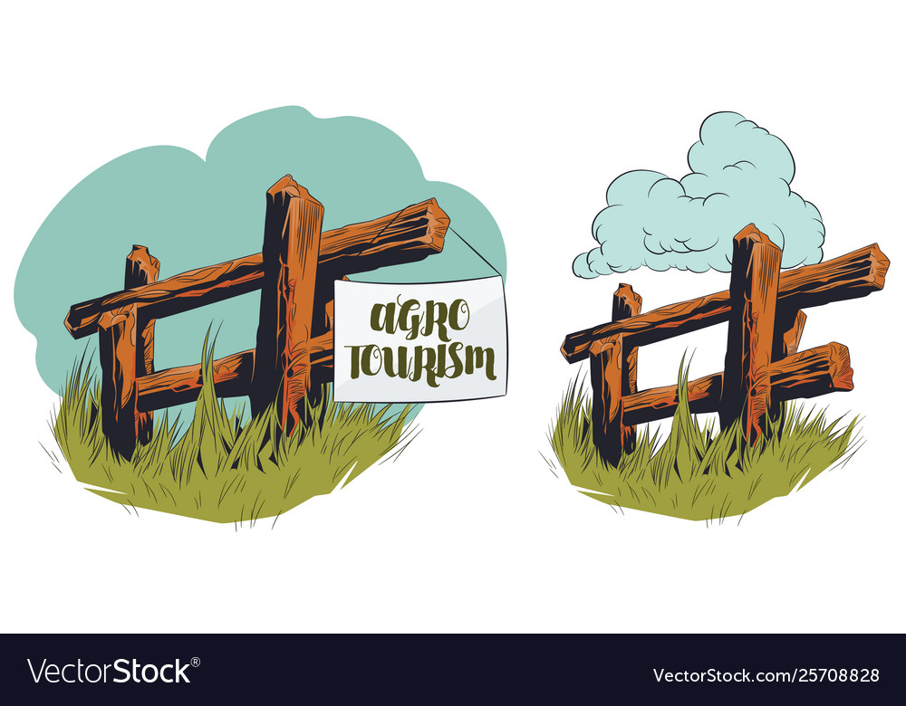 Agrotourism ecotourism wooden fence Royalty Free Vector