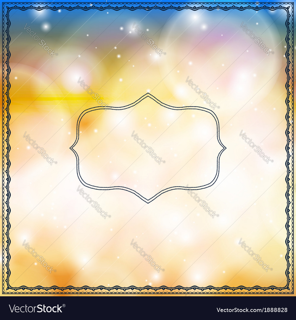 Card with decorative frames on bokeh lights