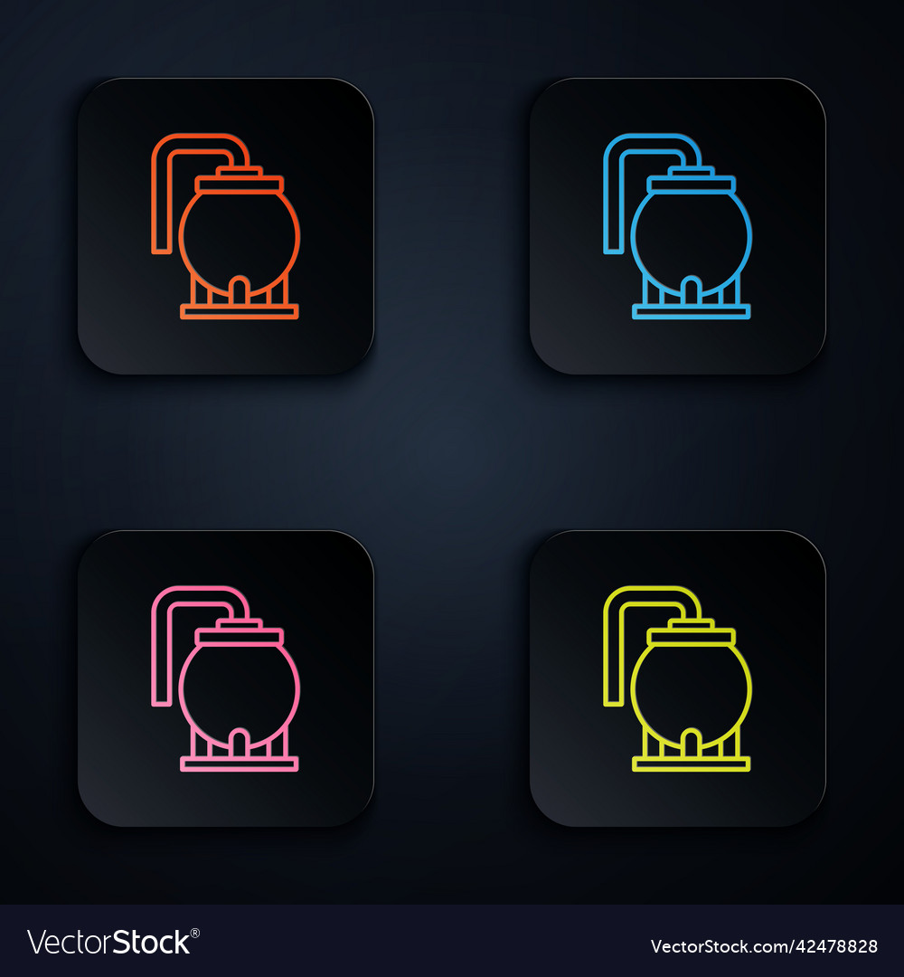 Color neon line oil tank storage icon isolated