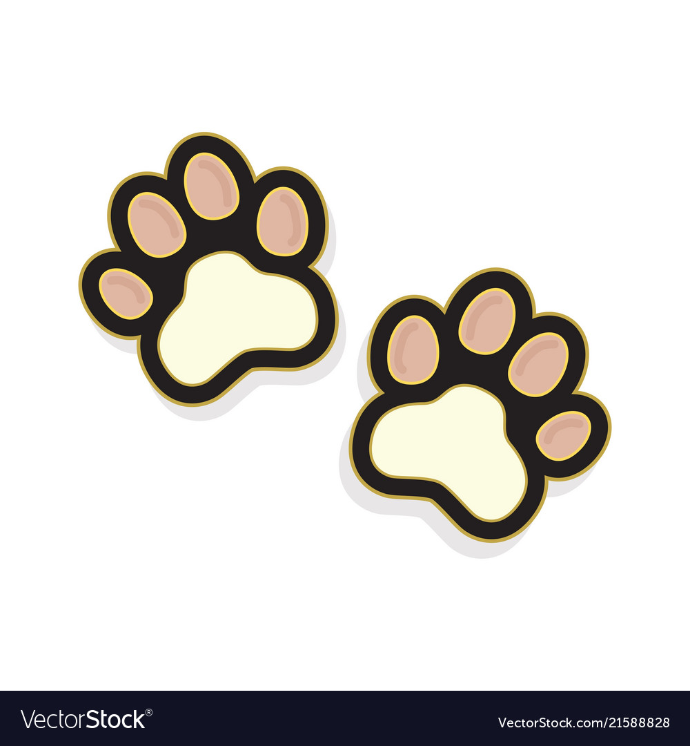 Cute pinky pair cat paws foot print sticker icon Vector Image