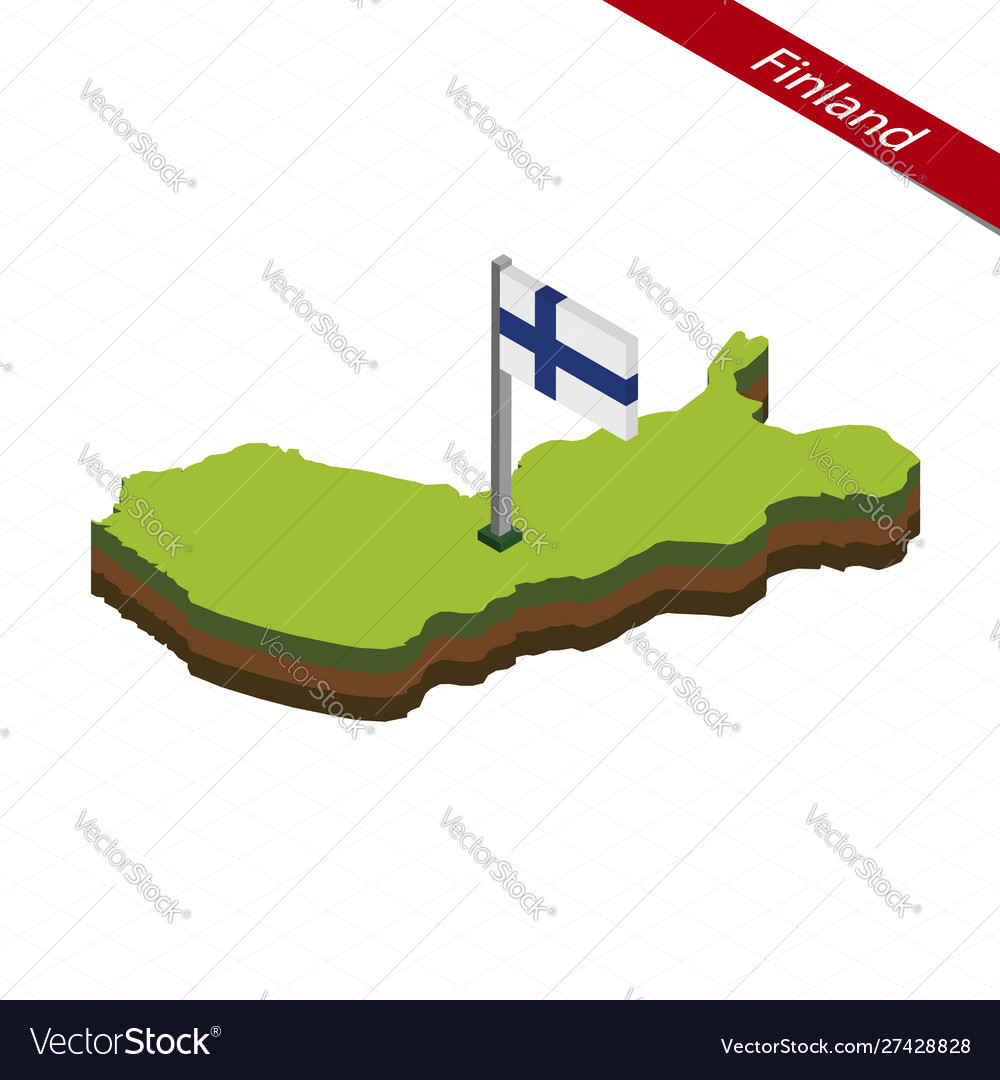 Finland isometric map and flag