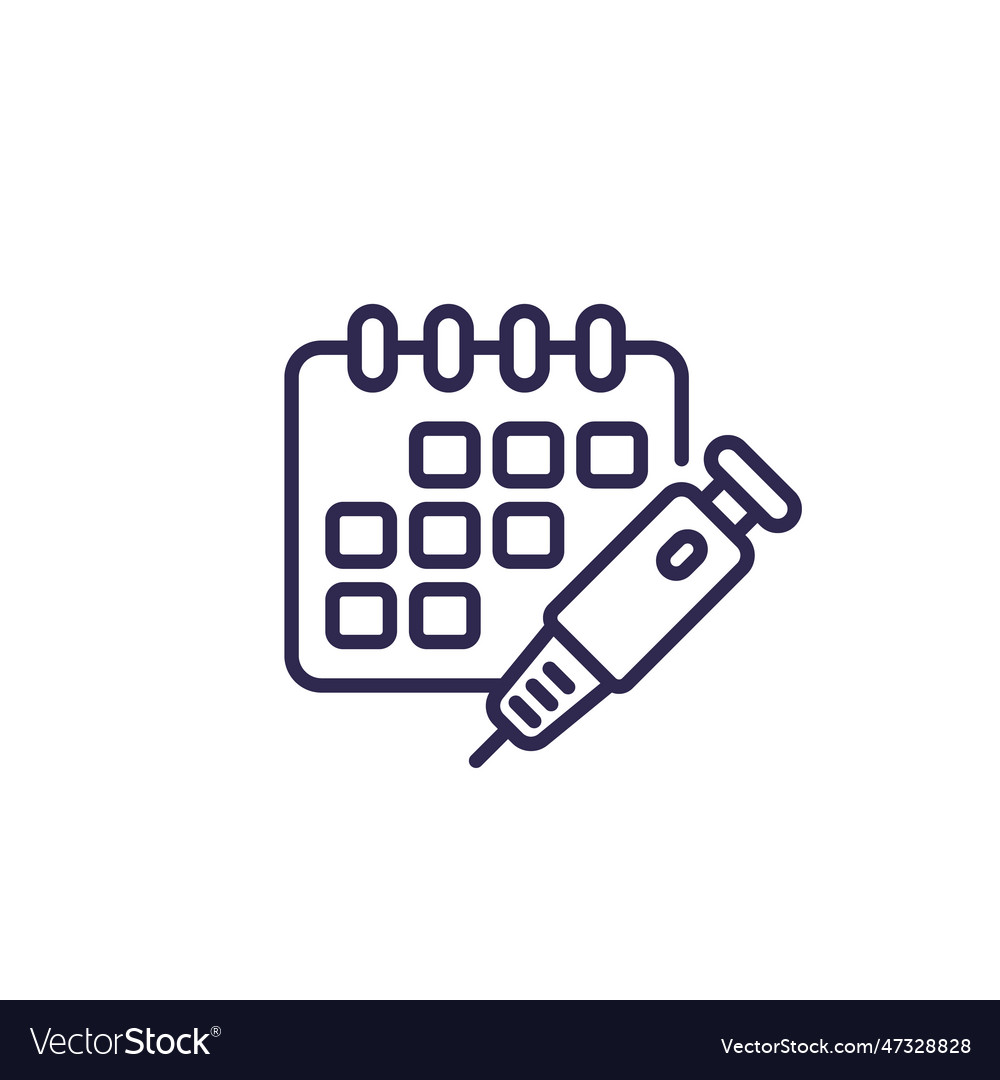 Insulin injection schedule line icon Royalty Free Vector