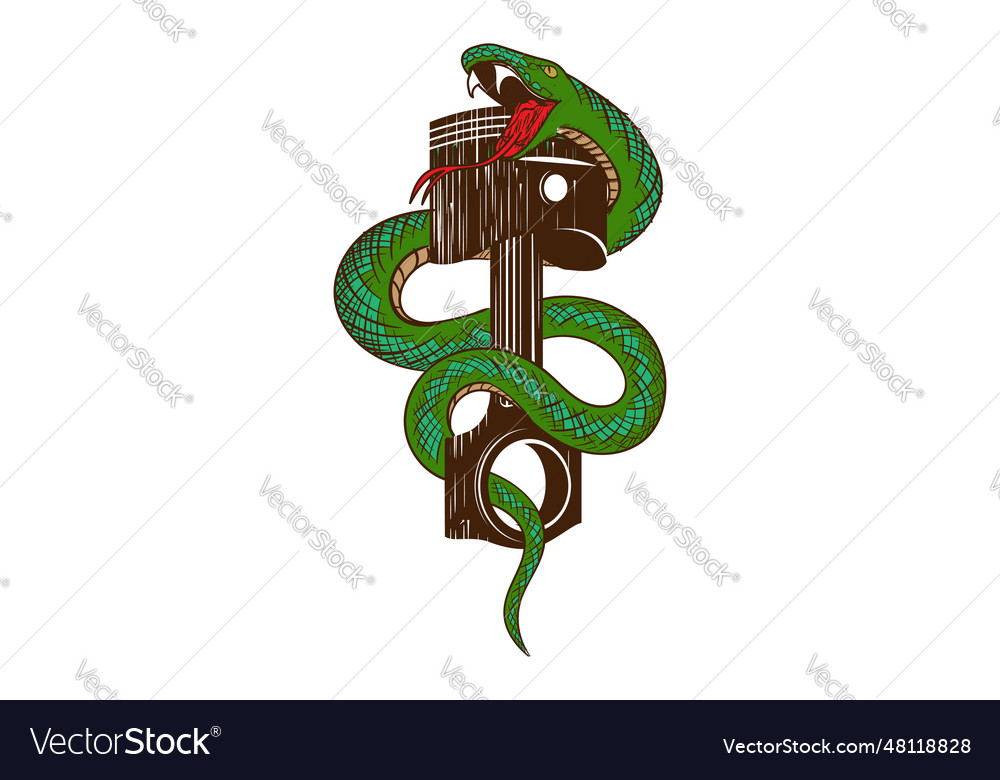 Isolated serpent snake with piston for biker Vector Image