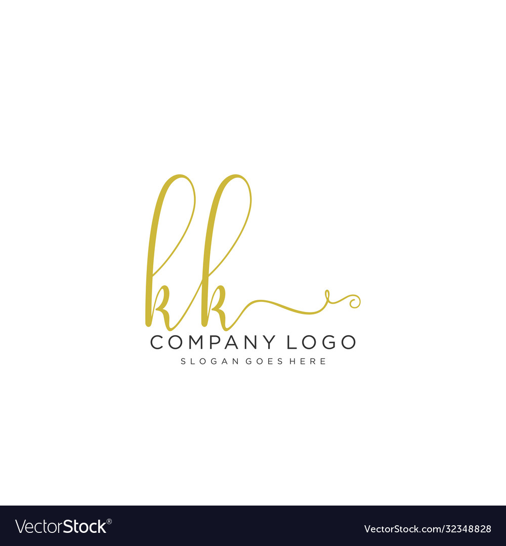 Kk initial handwriting logo design Royalty Free Vector Image