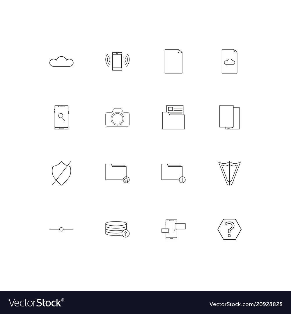 Network and database linear thin icons set