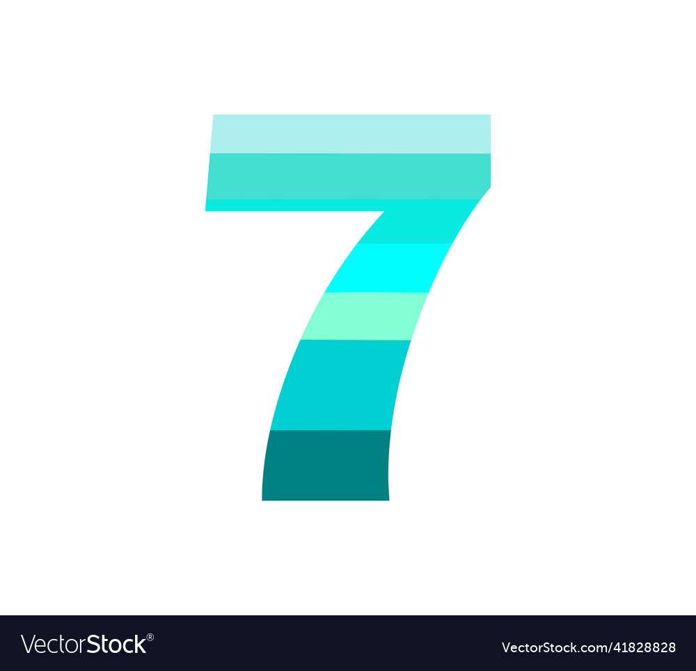 Numerical number seven or 7 in multiple colors