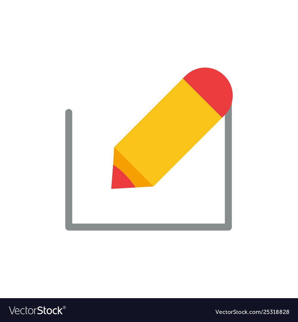 Pencil write text school flat color icon