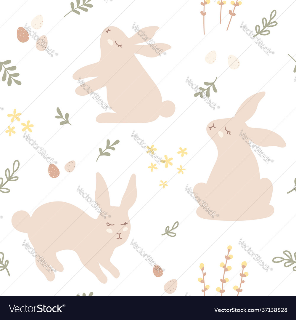 Repeating hand-drawn print easter pattern vector image Repeating hand-drawn print easter pattern