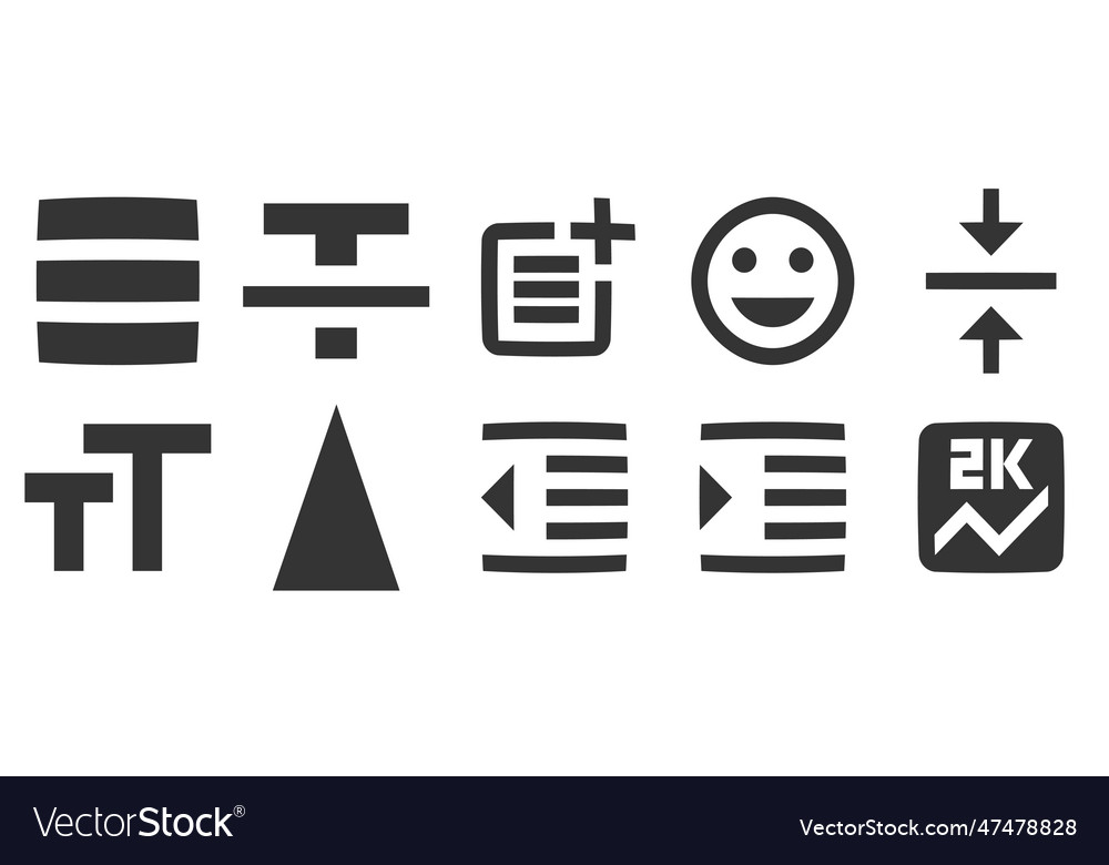 Set of 10 icons text editor collection thin line Vector Image Set of 10 icons text editor collection thin line