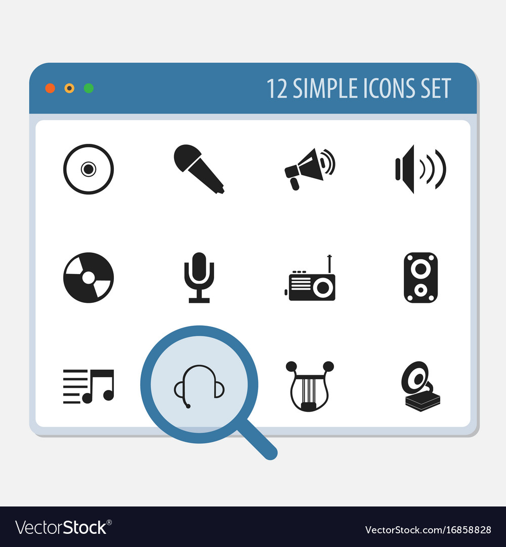Set of 12 editable sound icons includes symbols