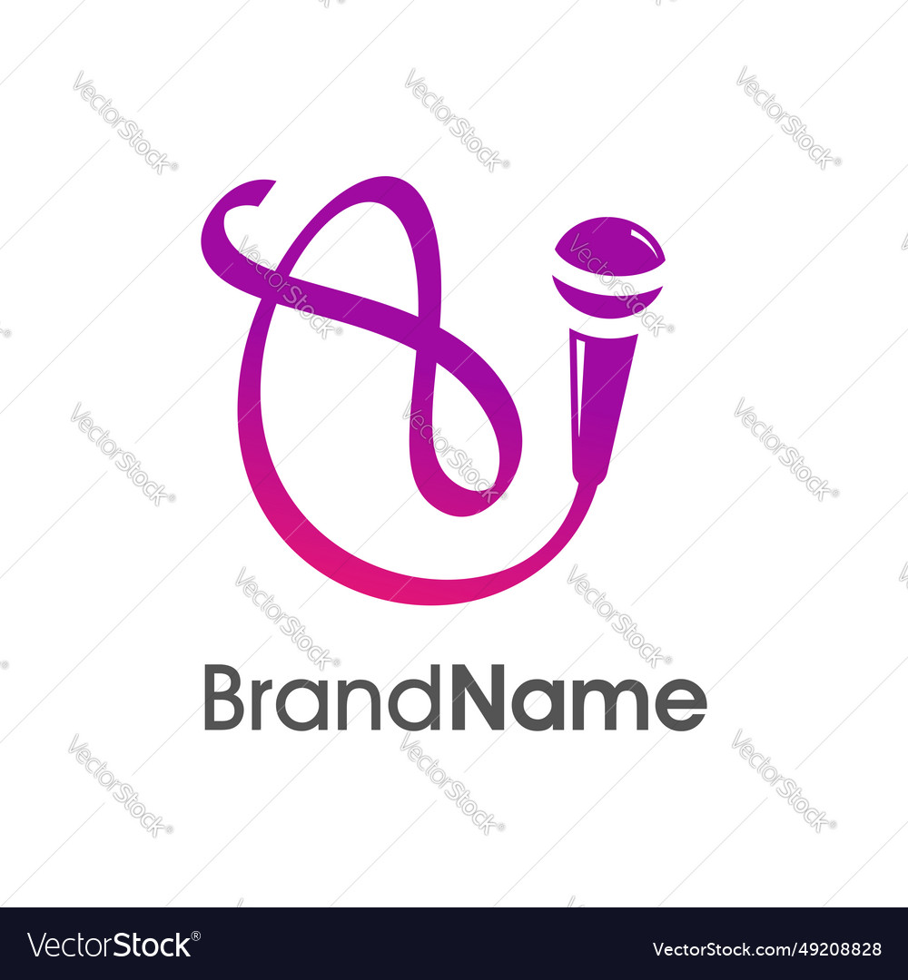Stylish initial a microphone logo vector image Stylish initial a microphone logo