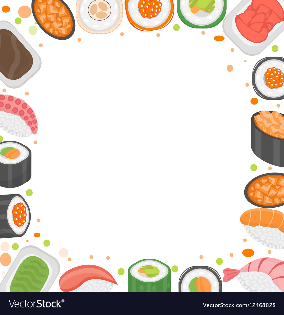 Sushi frame template with space for text japanese