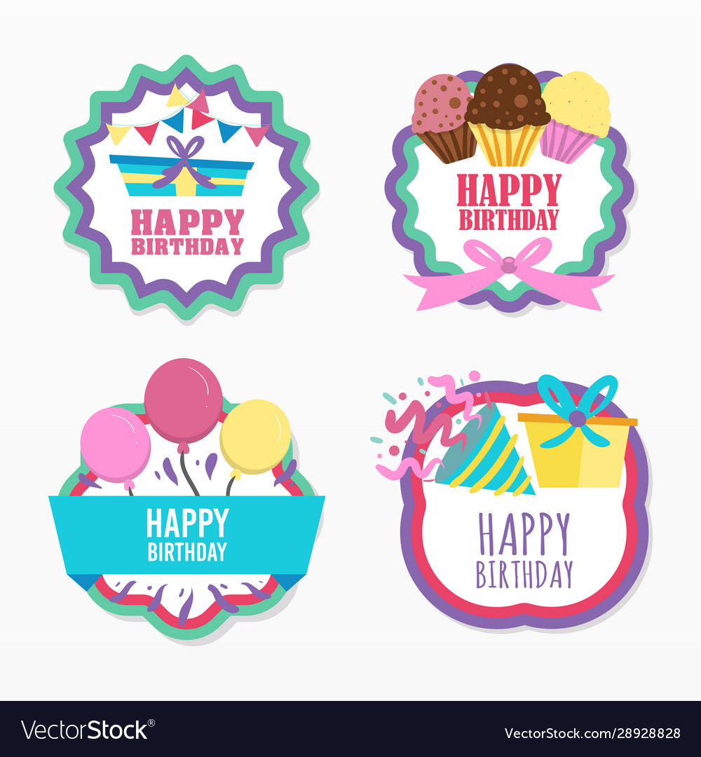 Variety happy birthday set Royalty Free Vector Image