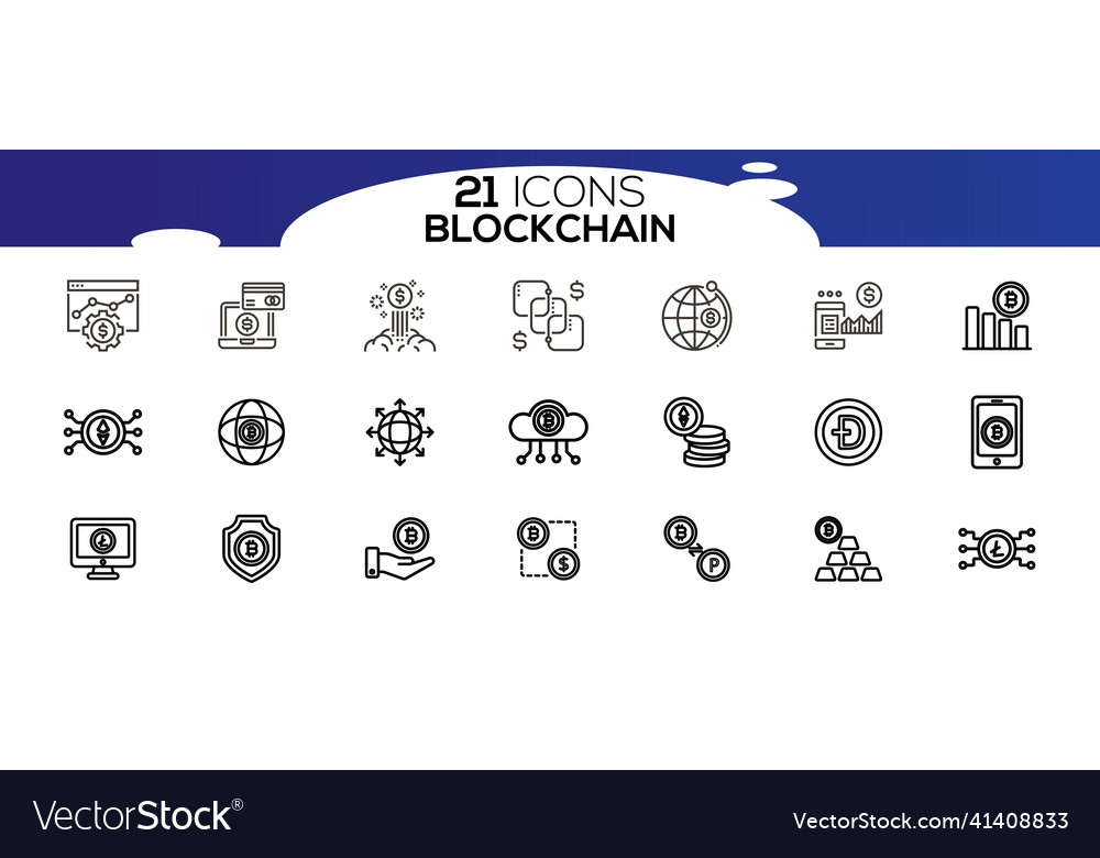 Blockchain web icon set information vector image Blockchain web icon set information