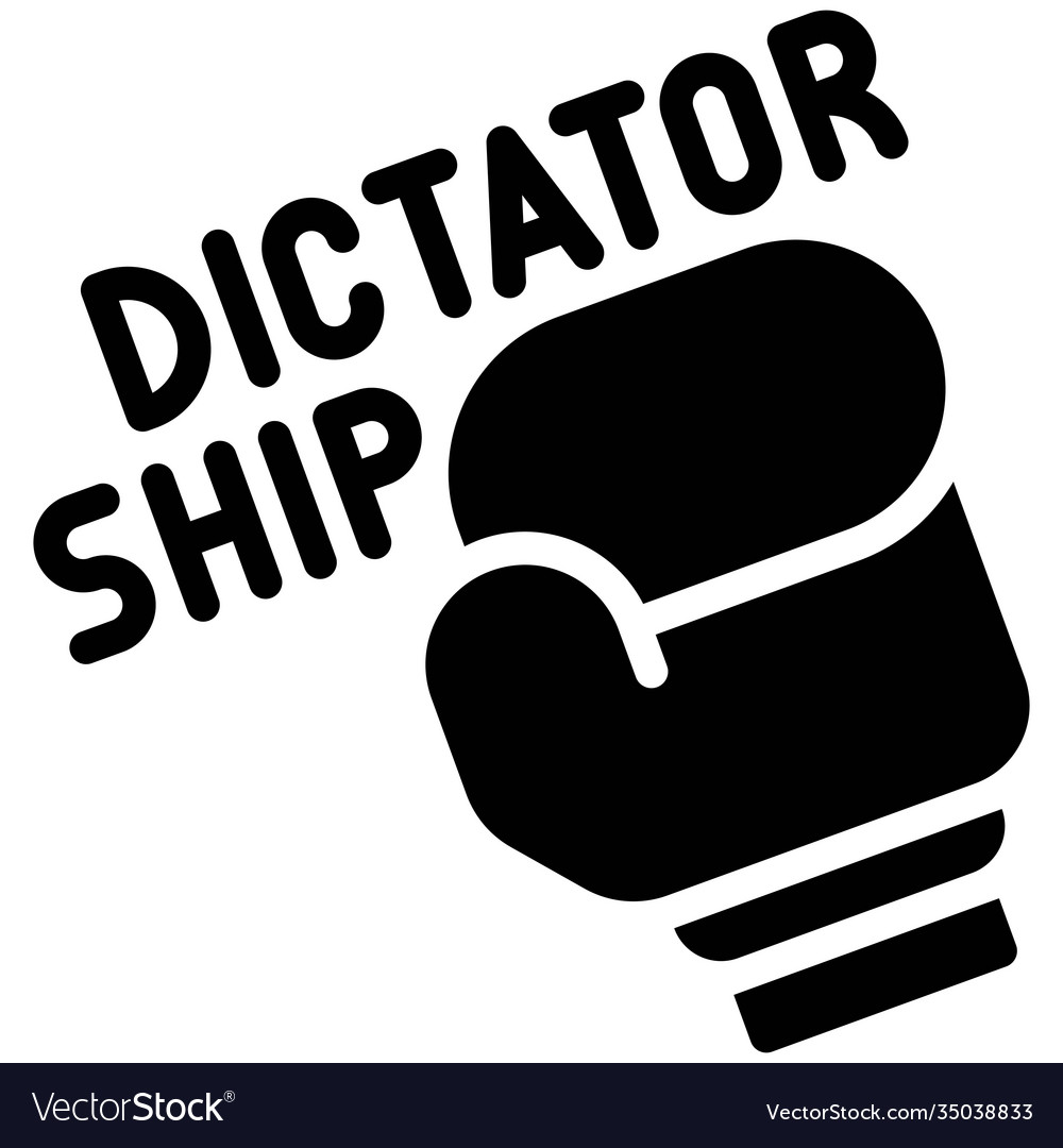 Boxing glove with dictatorship text icon protest