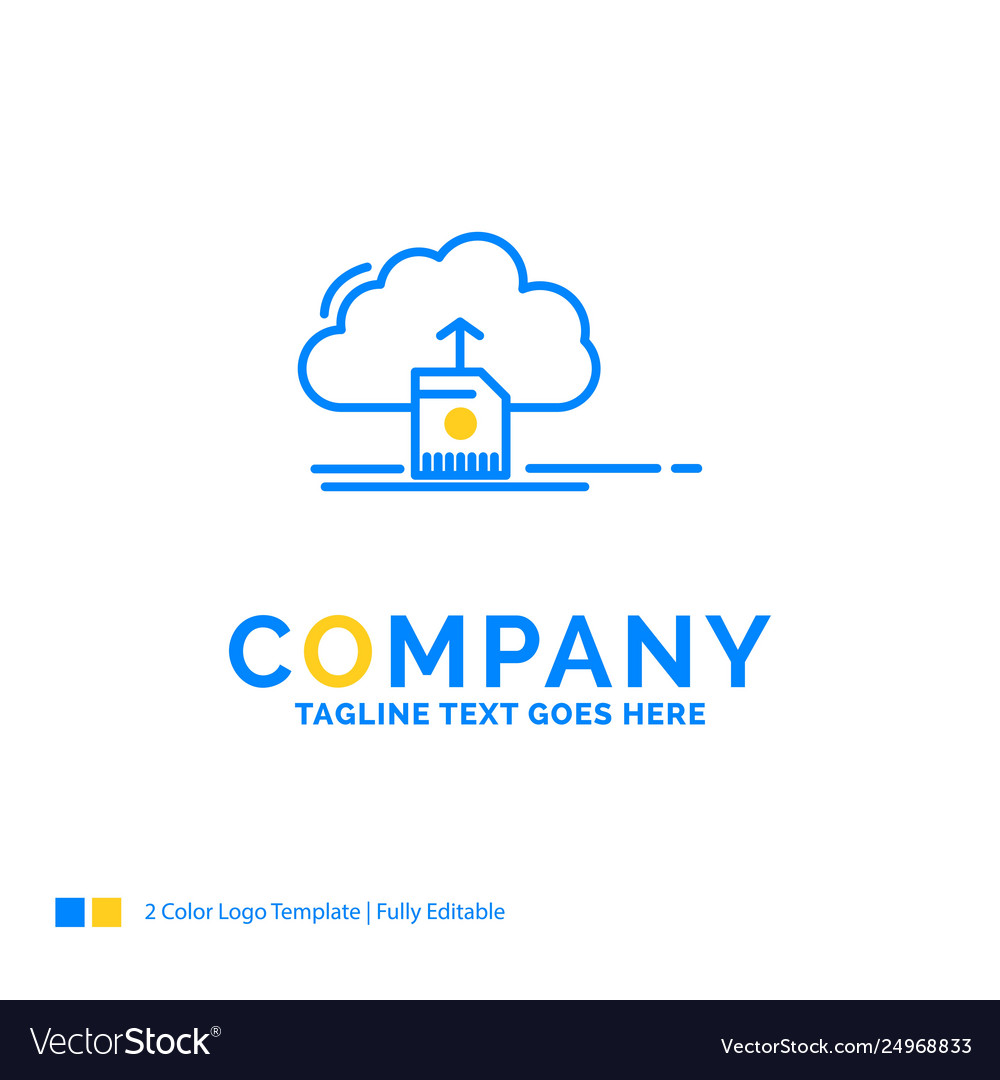 Cloud upload save data computing blue yellow vector image Cloud upload save data computing blue yellow