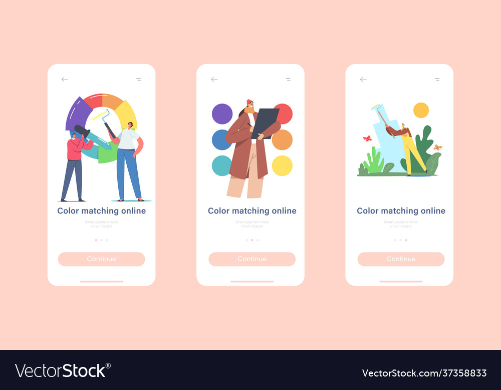 Color matching mobile app page onboard screen Vector Image Color matching mobile app page onboard screen