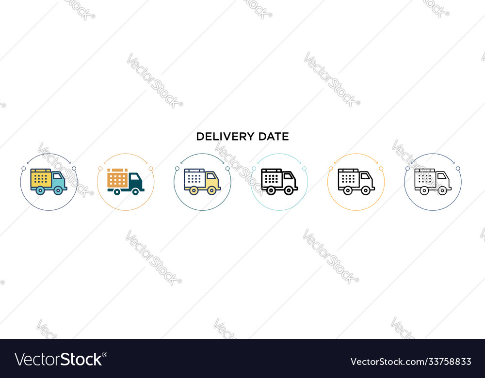 Delivery date icon in filled thin line outline