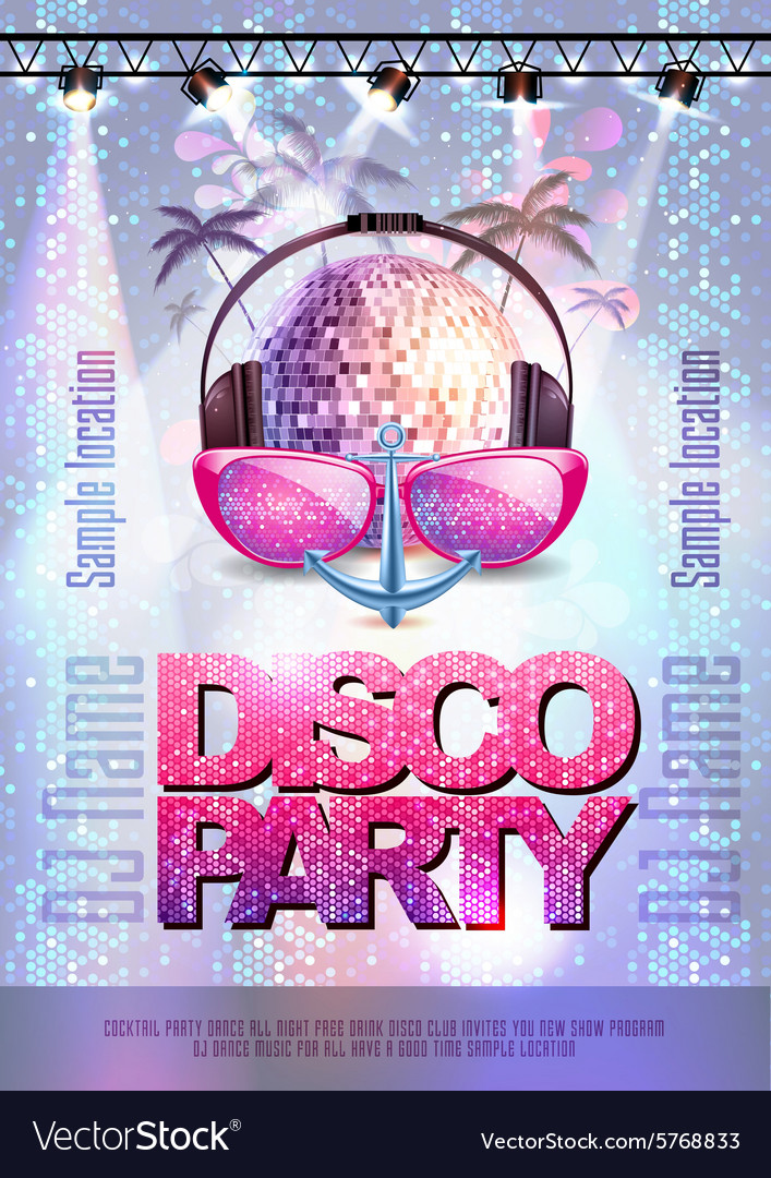 Disco background party poster Royalty Free Vector Image