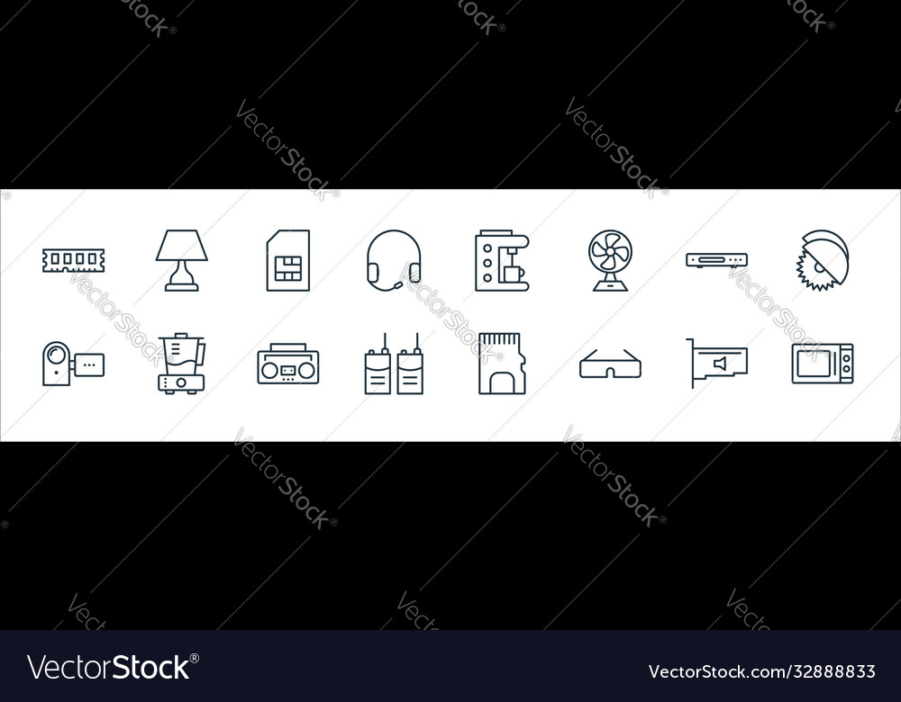 Electronic devices line icons linear set quality vector image Electronic devices line icons linear set quality