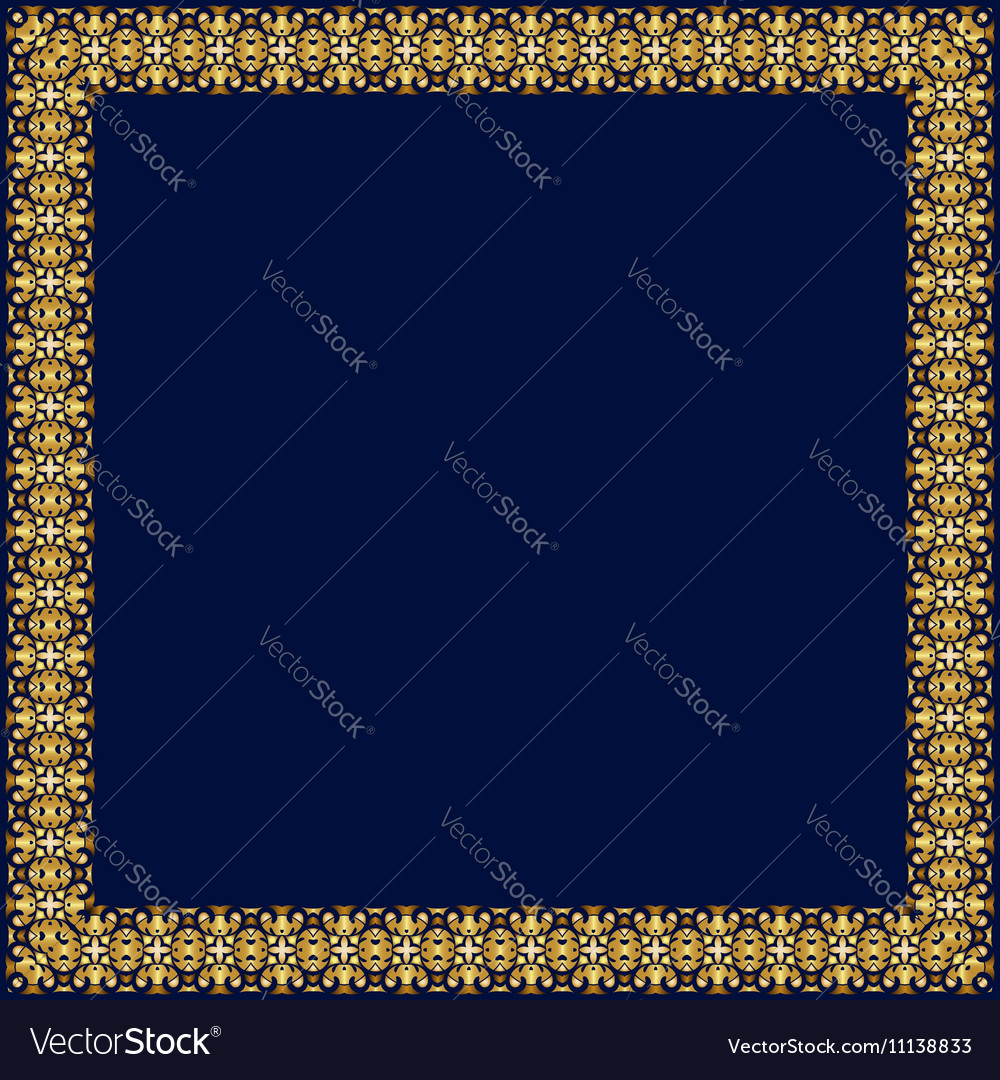 Frame with gold pattern on a blue background