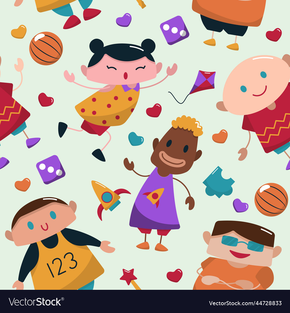 Happy joy kids children day seamless pattern Vector Image