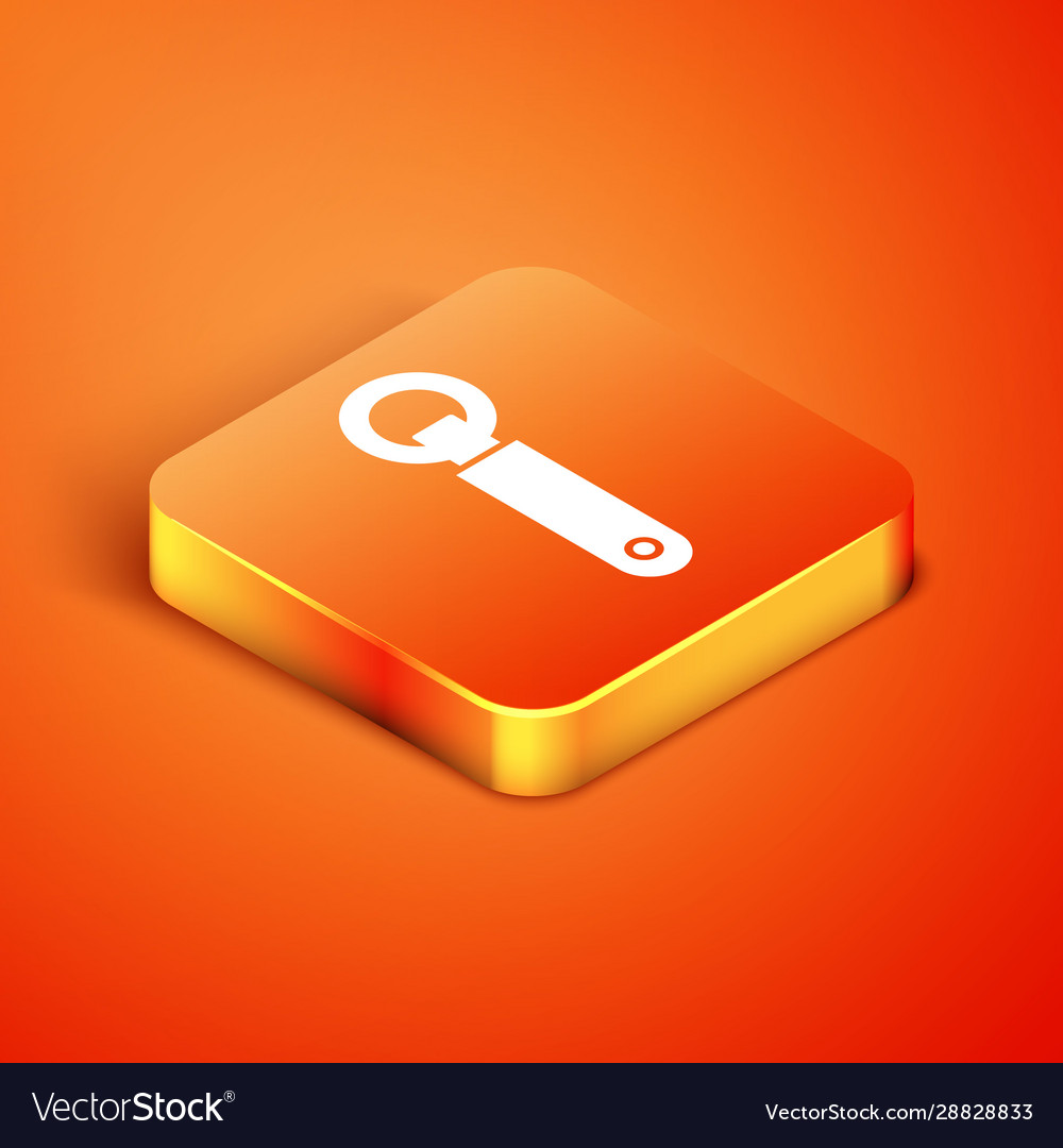 Isometric bottle opener icon isolated on orange