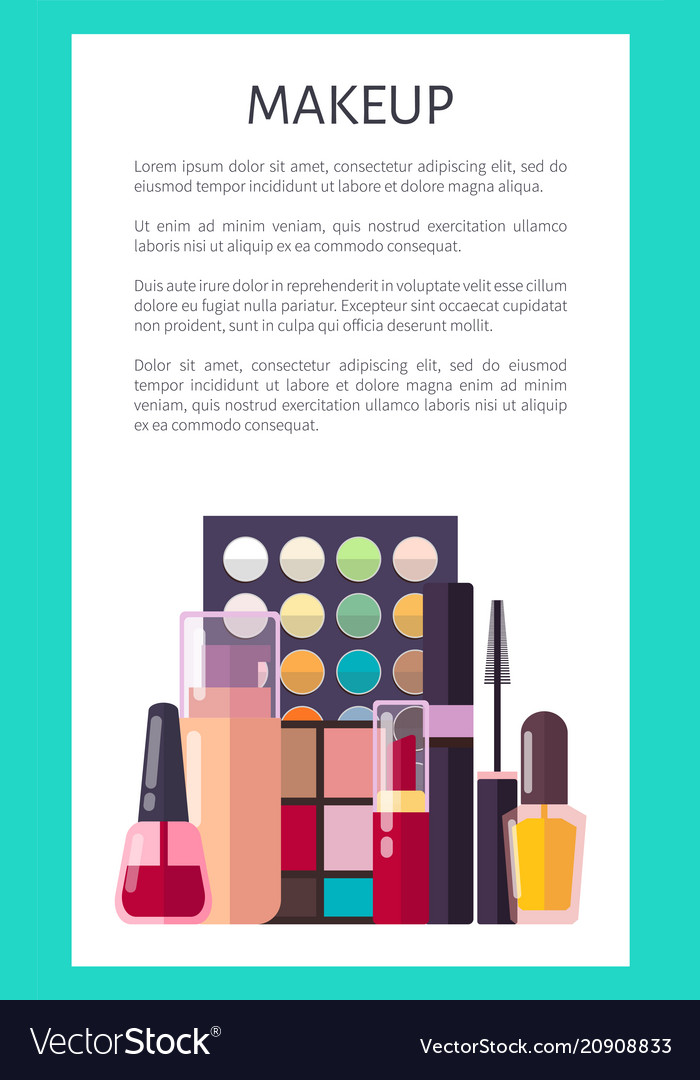 Makeup placard and text poster vector image Makeup placard and text poster