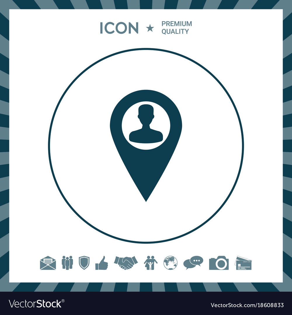 Map pointer with man silhouette