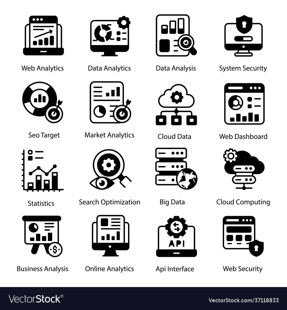 Pack web analytics solid icons