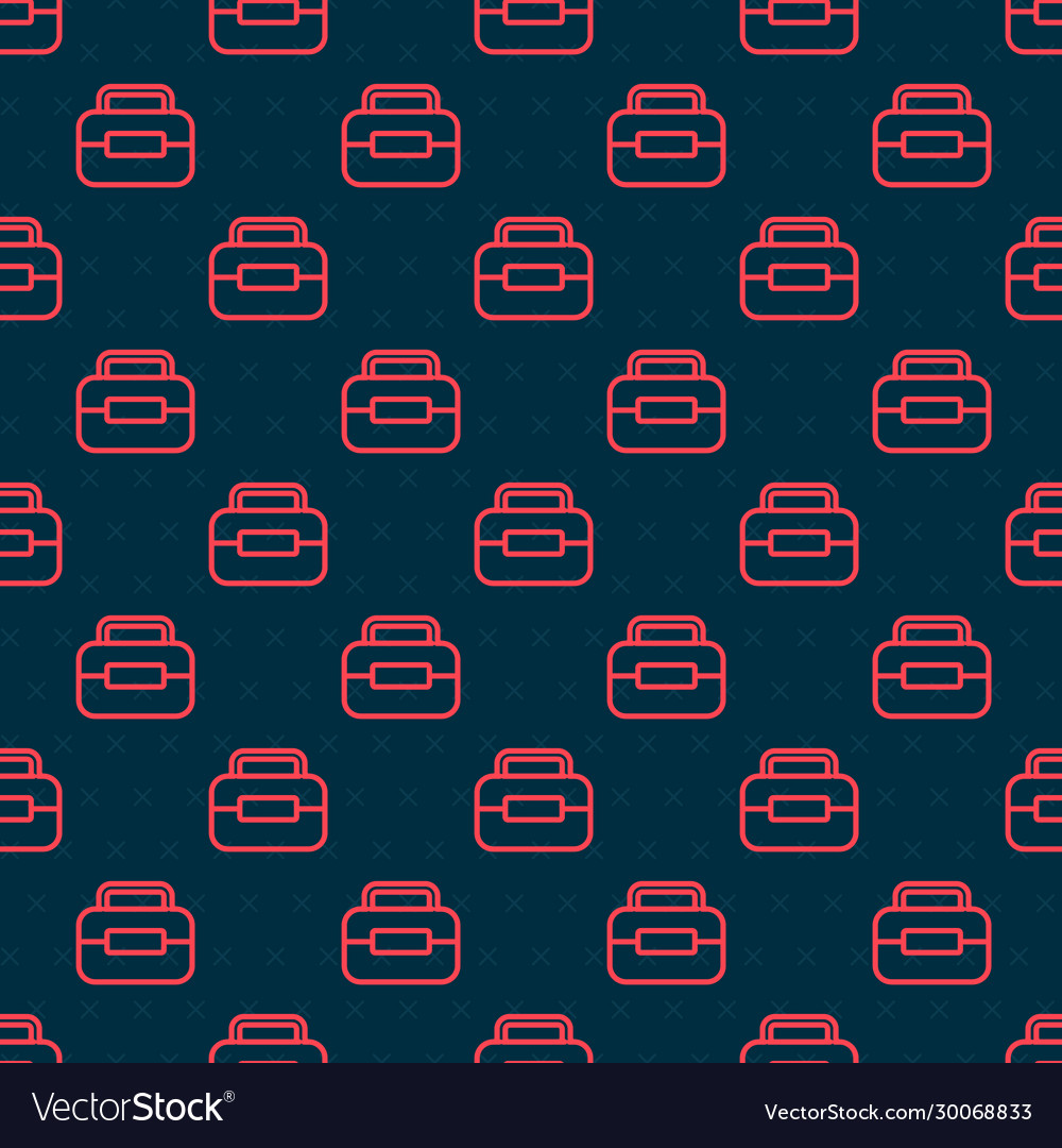 Red line toolbox icon isolated seamless pattern vector image Red line toolbox icon isolated seamless pattern