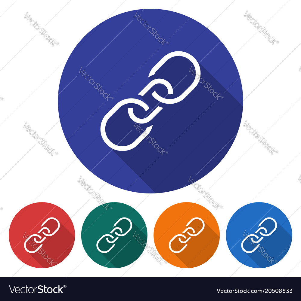 Round icon of chain flat style with long shadow Vector Image