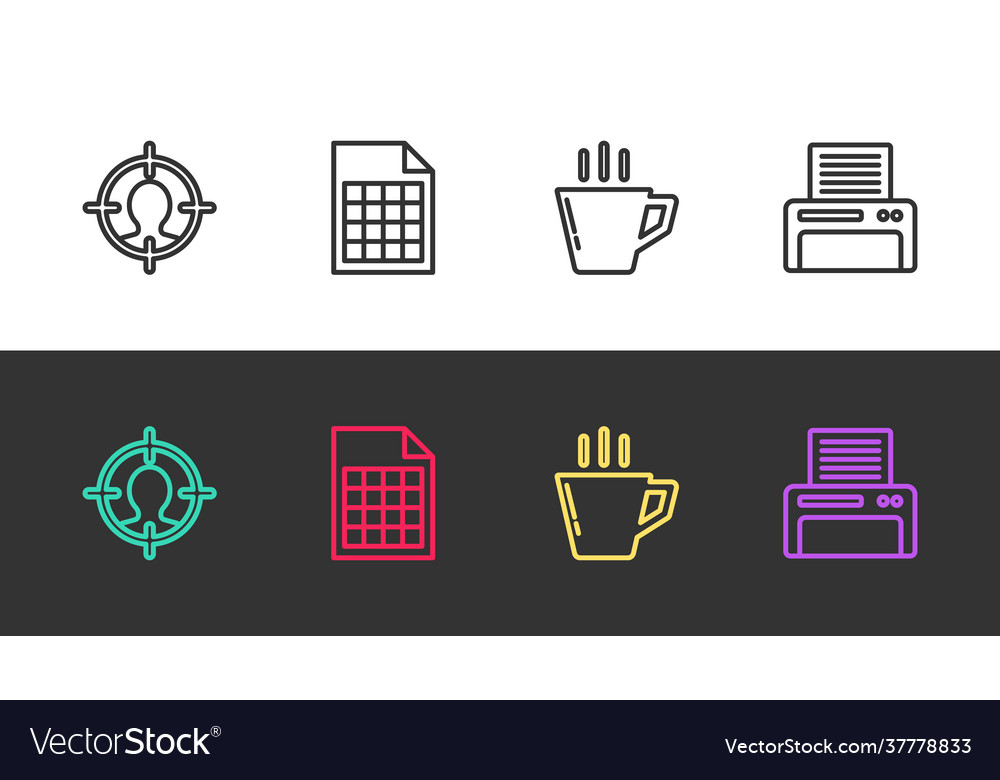 Set line head hunting concept file document vector image Set line head hunting concept file document