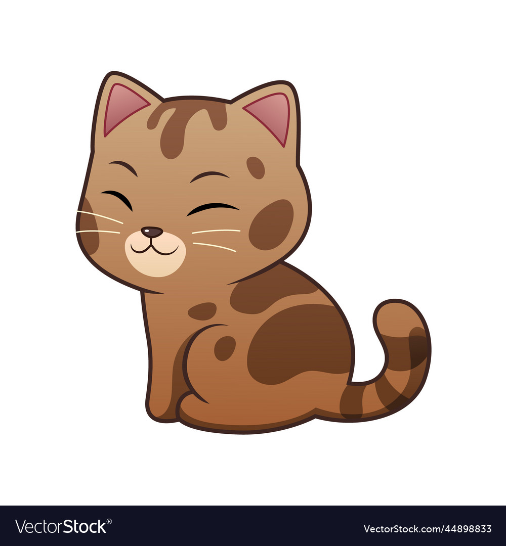 Sit kawaii bengal cat cartoon animal Royalty Free Vector Sit kawaii bengal cat cartoon animal Royalty Free Vector